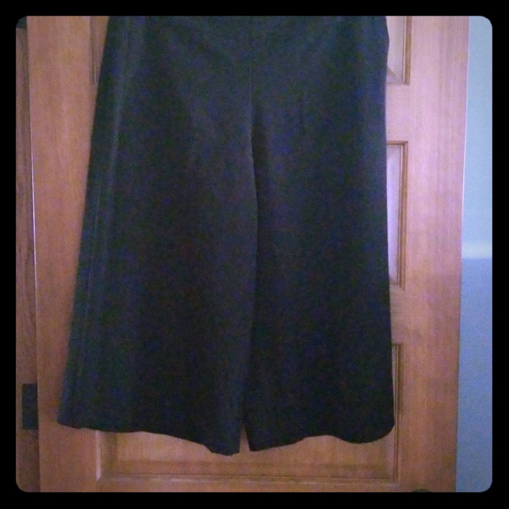 Flat front side zip wide leg crop pants